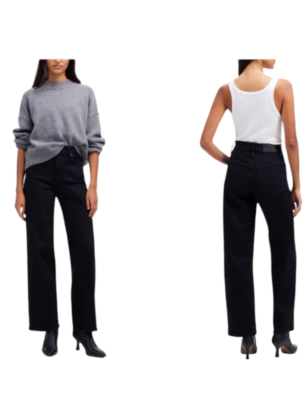 NWT Madewell The Petite Perfect Vintage Wide-Leg Jean Black Size 29P